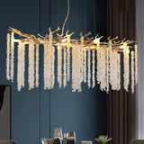 39-inch Modern Golden Pendant Light with Cascading Crystal Strands