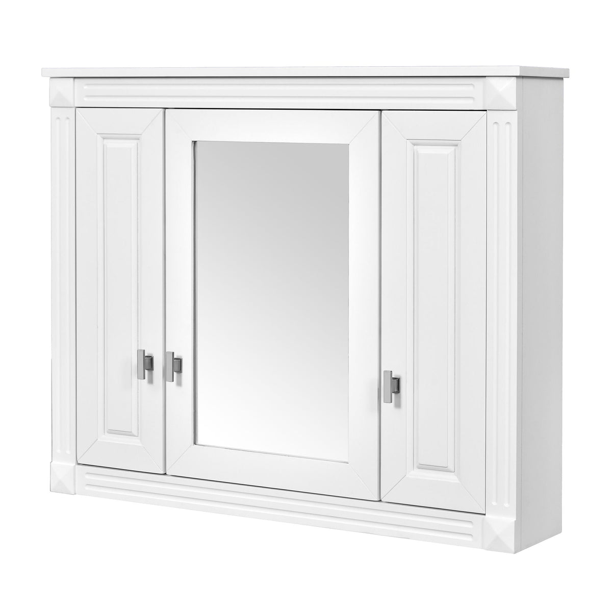Wall Mounted Bathroom Cabinet with 5 Adjustable Shelves and Mirror - Black or White
