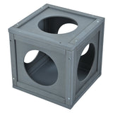 Grey Pine Wood Outdoor Cat House with Shelves and Weather Protection