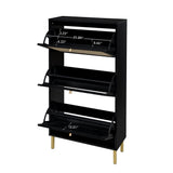 Modern Rattan 3 Door Shoe Rack Cabinet For Entryway