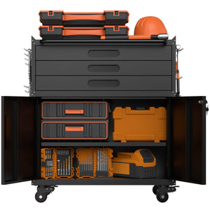 Rolling Tool Cabinet Heavy Duty Garage Storage With Lockable Doors