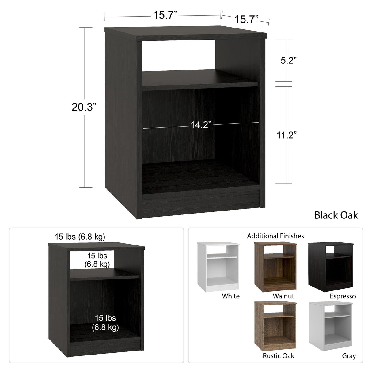 Open Shelf Nightstand - White