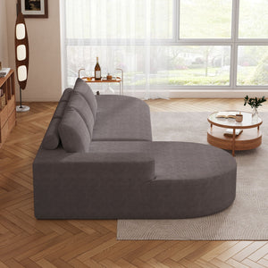 Modern Curved Sofa, L-Shaped Modular Sectional Set With 3 Pillows