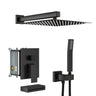 Square Shower System With Waterfall Tub Spout And Rough In Valve, Wall Mounted