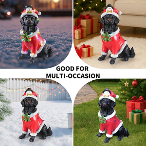 Christmas Dog Statue - Holiday Dog Figurine