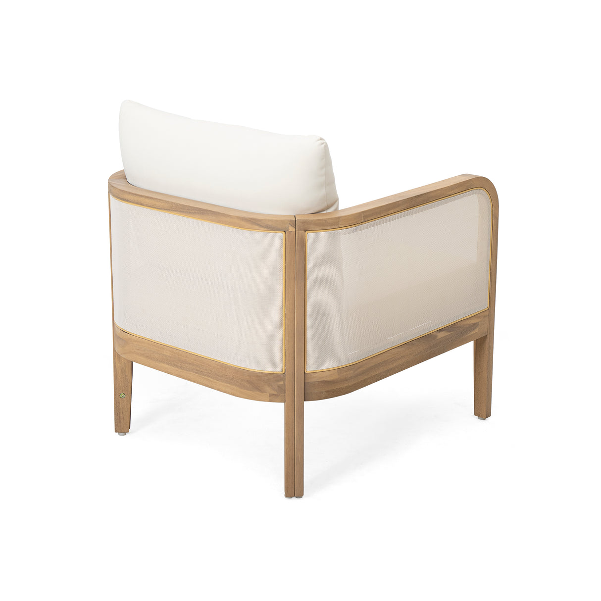 Outdoor acacia wood patio club chair, patio furniture, beige