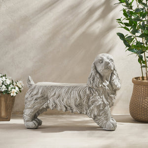 Charming Cocker Spaniel Dog Statue Bench Gray Magnesium Oxide 31.25'
