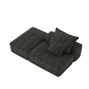 Modern Oversized Modular Sectional Sofa, Sparkling Fabric Soft Cushions With 2 Pillows