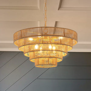 24" Modern 5-Layer Woven Hemp Rope Chandelier