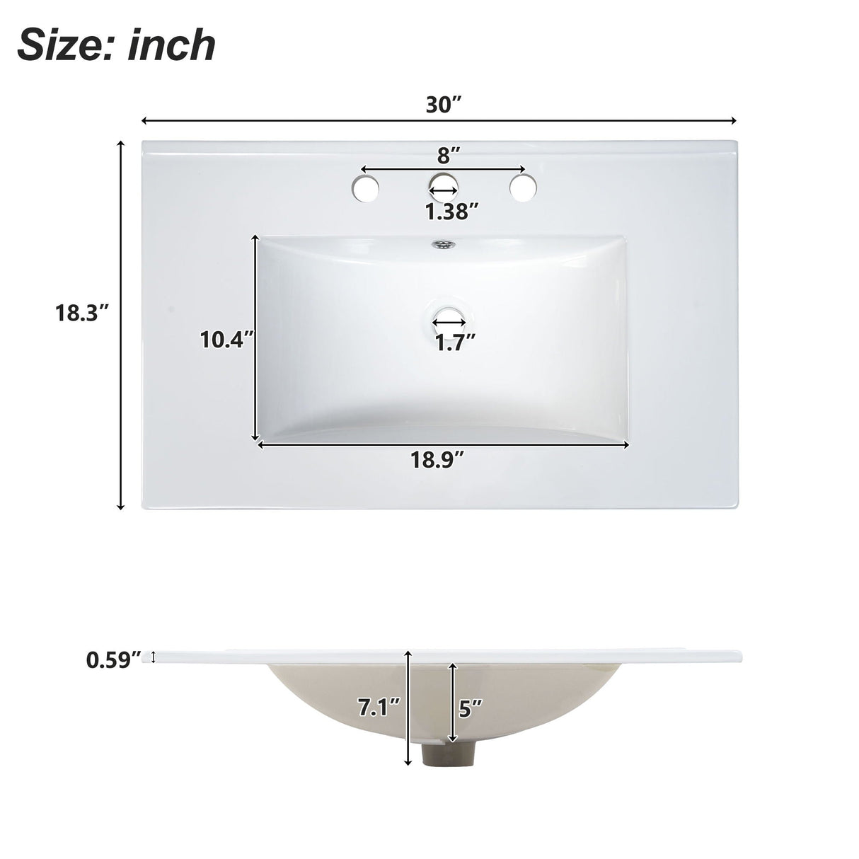 Modern Bathroom Vanity With Ceramic Sink, Soft Close Doors, Adjustable Shelves