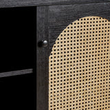 Celestialix 58" 2-Door Sideboard with Arched Rattan Panels