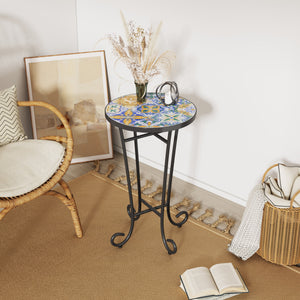 Patio Side Table, Colorful + Black