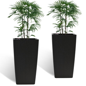 Pack of 2 Square Planters with Automatic Watering System
