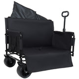 3-in-1 Convertible Folding Wagon Cart with Bench Seat & Storage