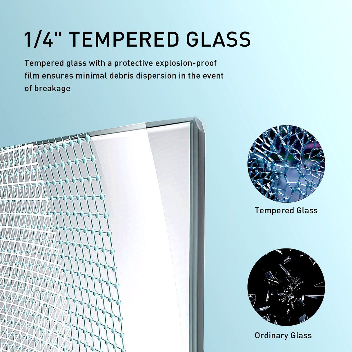 Frameless Soft-Closing Shower Door, 1/4" Tempered Glass Single Sliding
