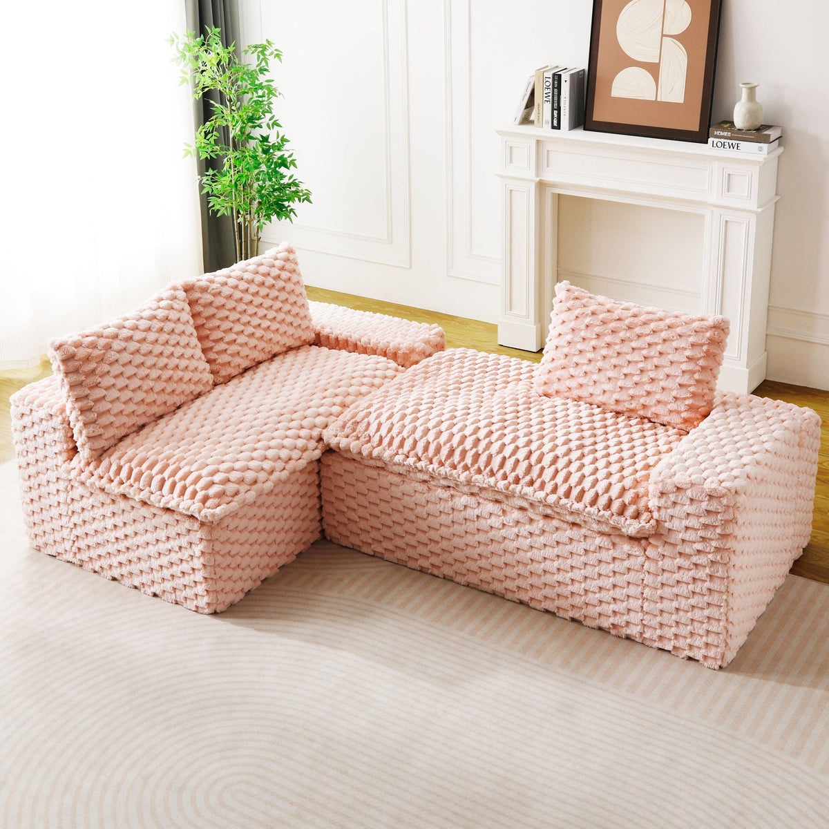Modular Sofa, Convertible Twin Seat With Chaise Lounge