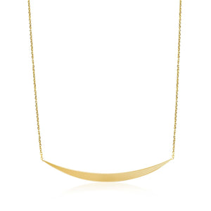 14k Yellow Gold Necklace with Polished Curved Bar Pendant