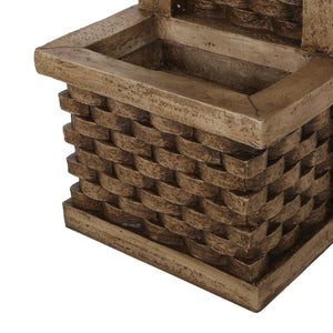 35.25' High Hand Crafted Weather Resistant Floor Fountain with Light Light Brown