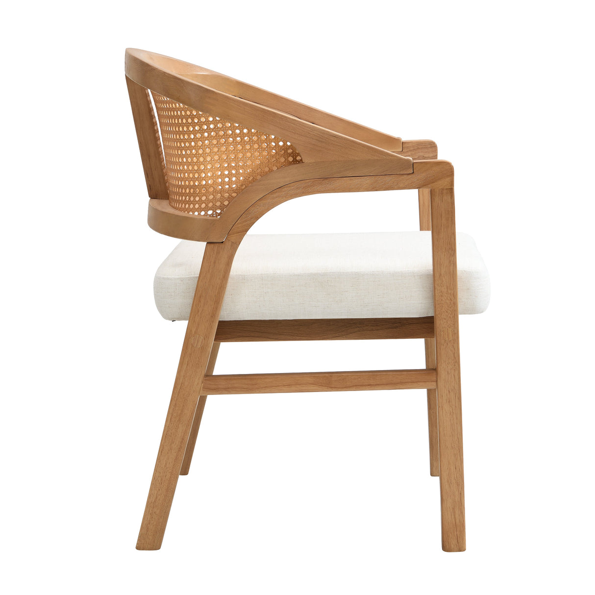 Wooden Frame Dining Chair with Rattan Back, Set of 2
