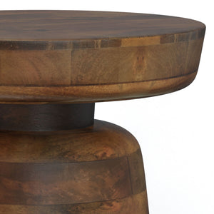 Handcrafted Mango Wood Accent Table with Sculptural Design - Multiple Colors