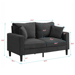 Modern Upholstered Loveseat Sofa With High Resilience, Wooden Frame - Dark Gray