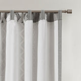 Cotton printed curtain panel with chenille stripe and lining