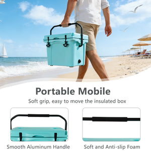 25QT Portable Cooler, Insulated Hard Cooler with Bottle Opener and Cup Holder