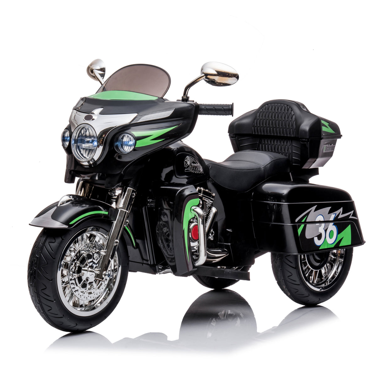 12V Kids Ride On Motorcycle, Electric Toddler Motorcycle Toy with LED Lights, Wireless Music, Large Storage Trunk, Soft PU Seat, Forward & Reverse, Rechargeable Electric Vehicle for 3-6 Years Old