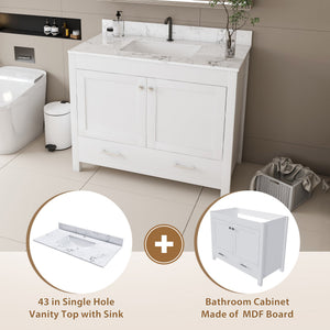 Modern 43" Bathroom Vanity with Artificial Marble Carrara