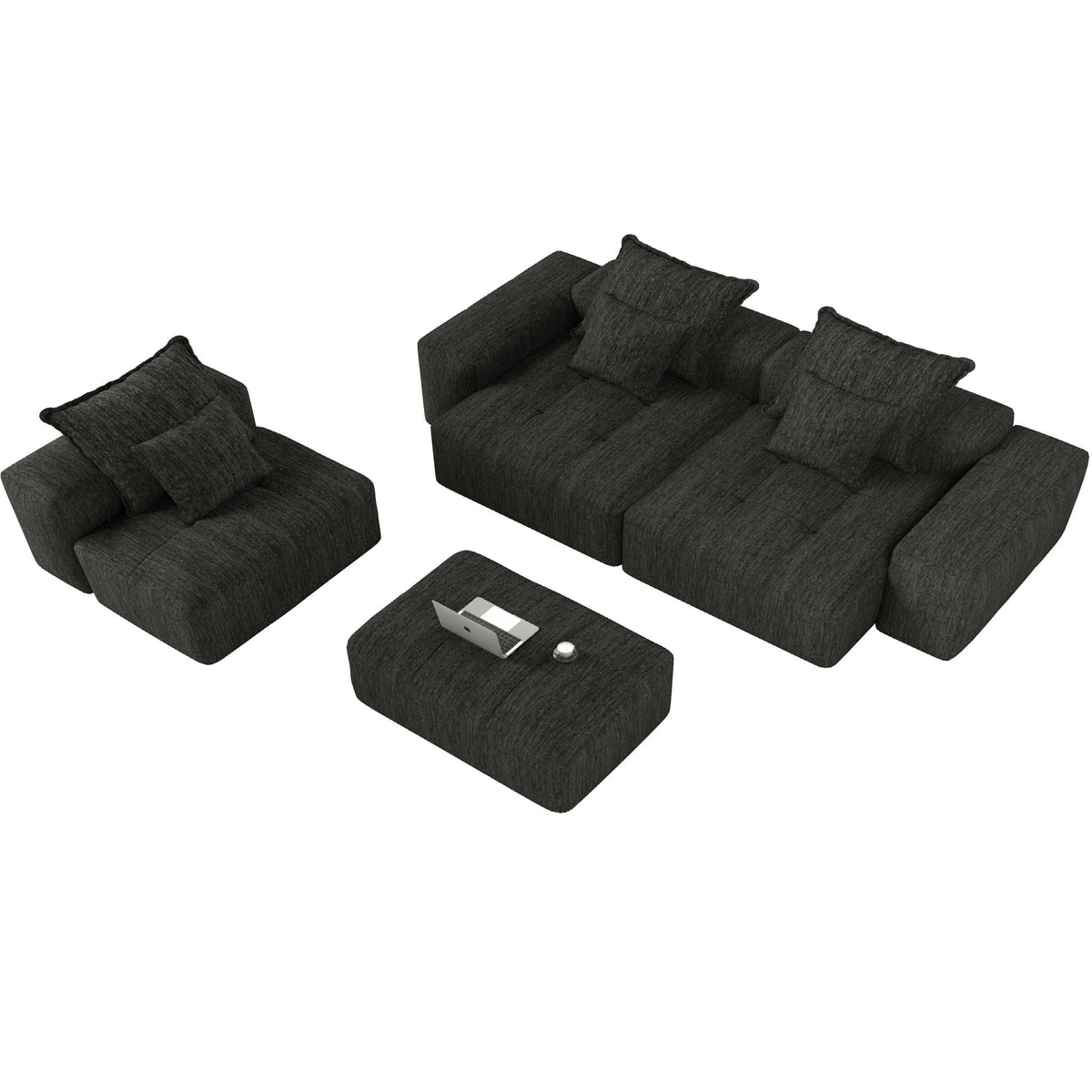 Modern Oversized Modular Sectional Sofa with Pillows - Multiple Colors