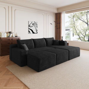 95" Cloud Sectional Sofa with 2 Ottomans