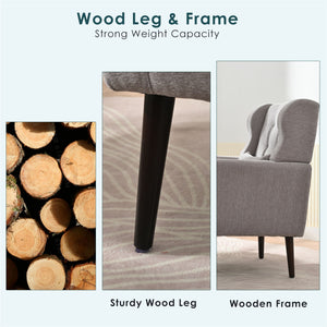 Modern Accent Chair, Arm Chairs For Living Room, Upholstered Mordern Armchair, Comfy Soft Padded Lounge Chair In Small Space, Bedroom, With Pillow, Solid Wood Leg