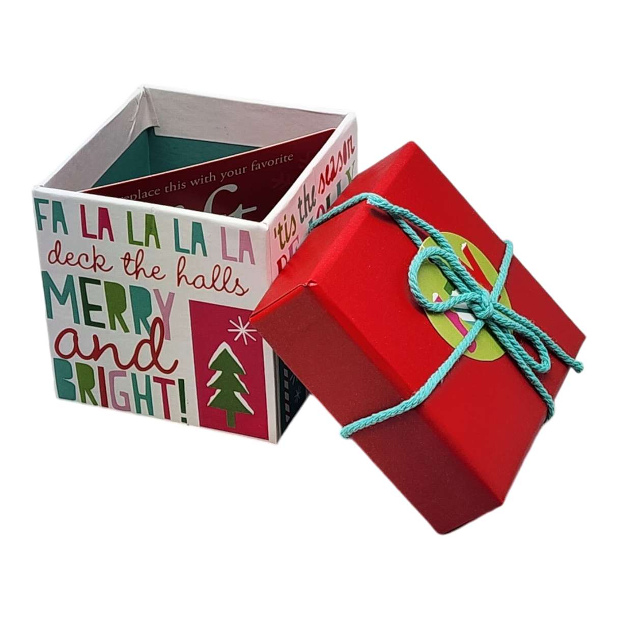 Gift Box Cube for Gift Cards - 3" x 3" - Merry and Bright