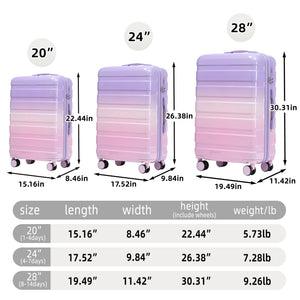 3-Piece PC Spinner Wheel Luggage Set