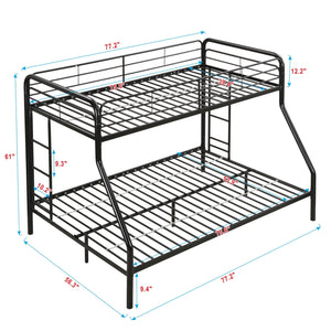 Modern Twin Over Full Metal Bunk Bed With Trundle And Dual Side Ladder And Metal Design - Black / Brown