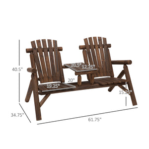 Outsunny 2-Seat Wooden Adirondack Chair
