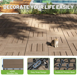 27 Pcs Interlocking Deck Tiles 12" x 12" HDPE Outdoor Flooring