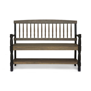 Slatted Bench With Built-In Shelf