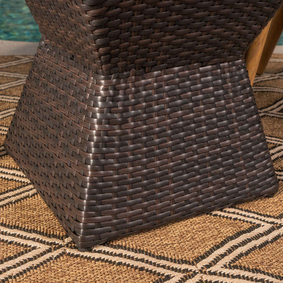 Calhoun 16 Outdoor Wicker End Table with Weather-Resistant Wicker - Brown