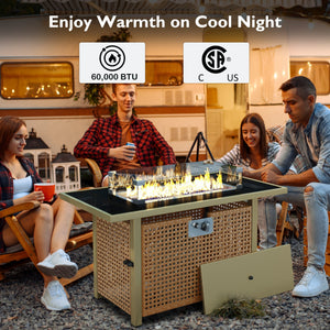 K&K 8-Piece Patio Furniture Set with Fire Pit Table
