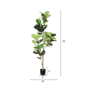 6Ft Real Touch Fake Fiddle Leaf Fig Tree In Pot