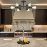 6 light modern sputnik lights semi flush mount ceiling light black finished