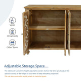 Accent Cabinet With 4 Doors Farmhouse Sideboard Buffet Cabinet