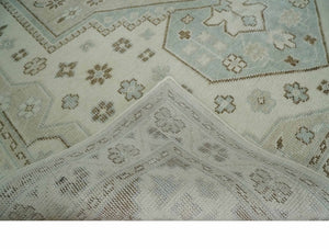 Earthy Ivory, Brown and Gray Hand knotted 8x10 Traditional wool Area Rug