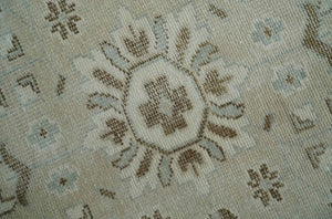 Earthy Ivory, Brown and Gray Hand knotted 8x10 Traditional wool Area Rug