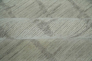 Earthy Modern Stripes Design Custom Made Ivory, Silver and Gray Hand Tufted Rug