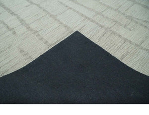 Earthy Modern Stripes Design Custom Made Ivory, Silver and Gray Hand Tufted Rug