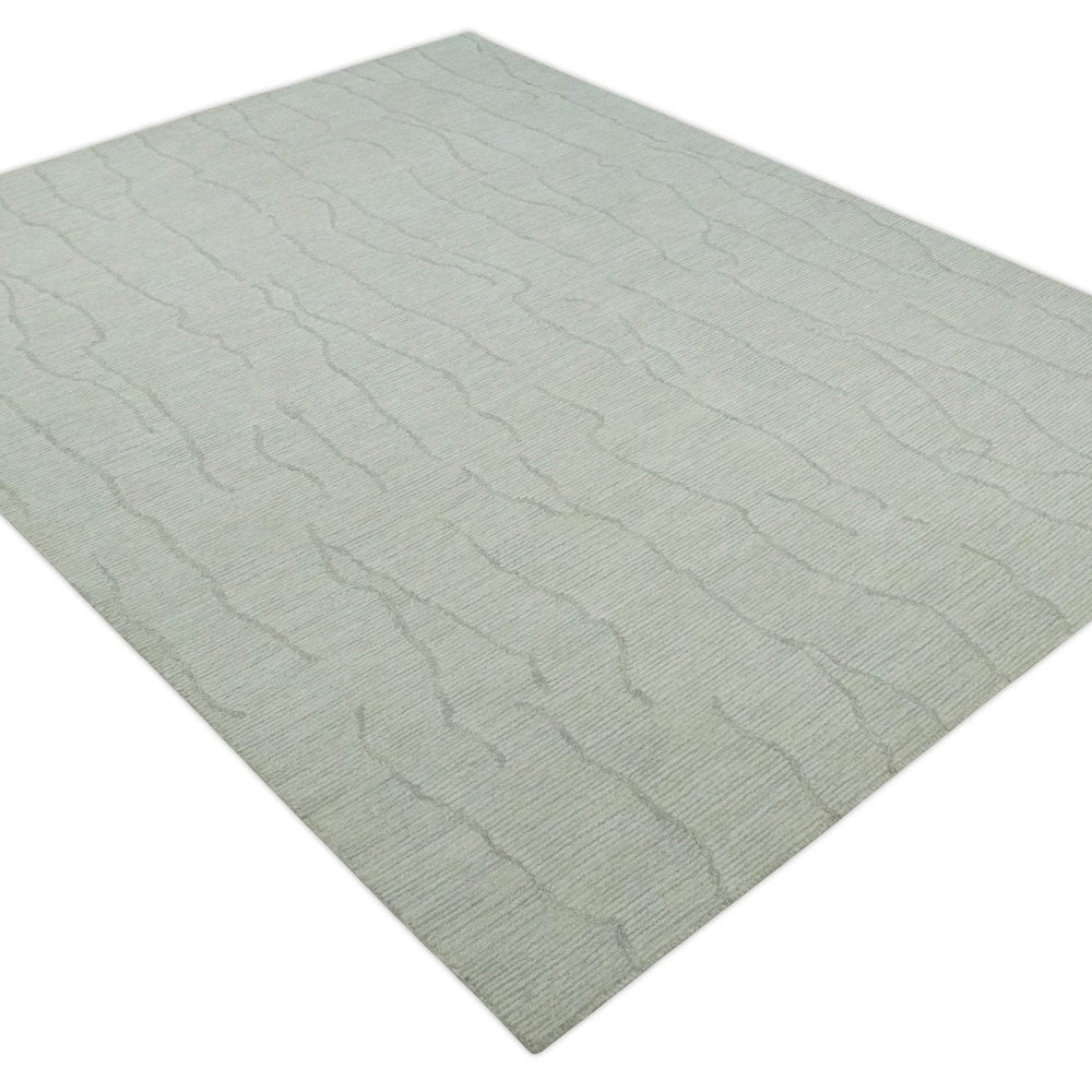 Earthy Neutral Custom Made Hand Tufted Multi Size Woolen Modern Ivory and Beige Area Rug