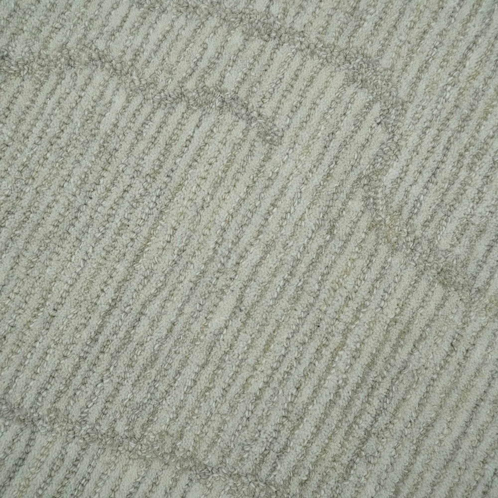 Earthy Neutral Custom Made Hand Tufted Multi Size Woolen Modern Ivory and Beige Area Rug