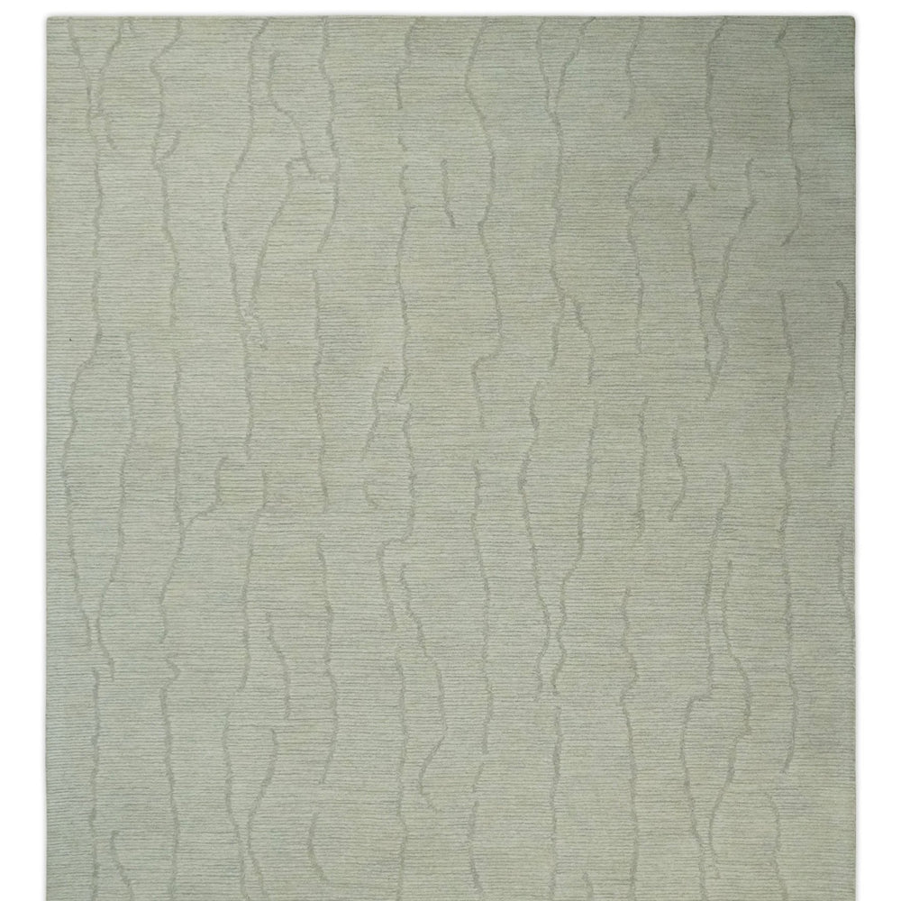 Earthy Neutral Custom Made Hand Tufted Multi Size Woolen Modern Ivory and Beige Area Rug